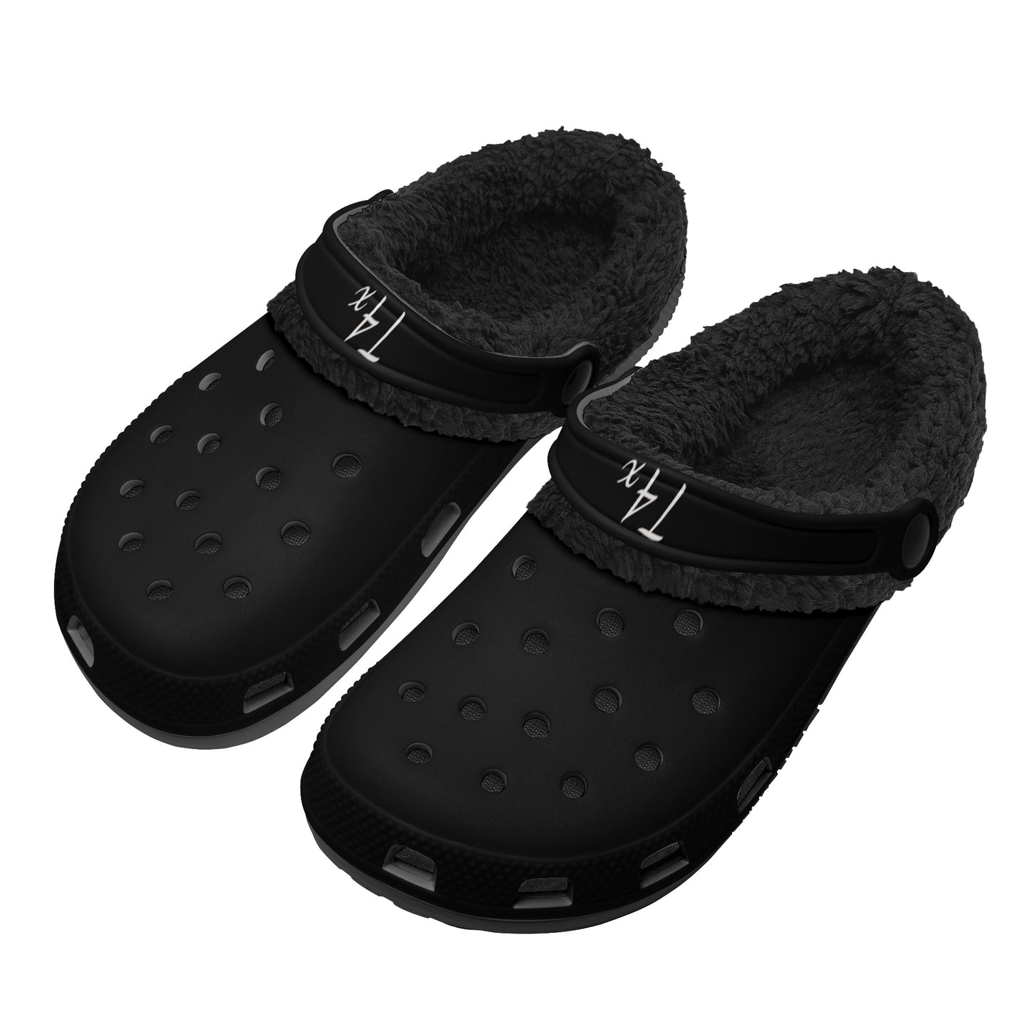 T4x Adults Black Warm Fur Lined Clogs