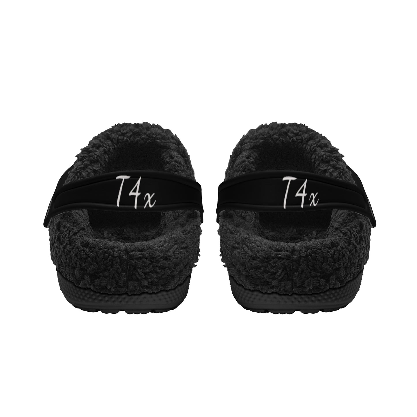 T4x Adults Black Warm Fur Lined Clogs