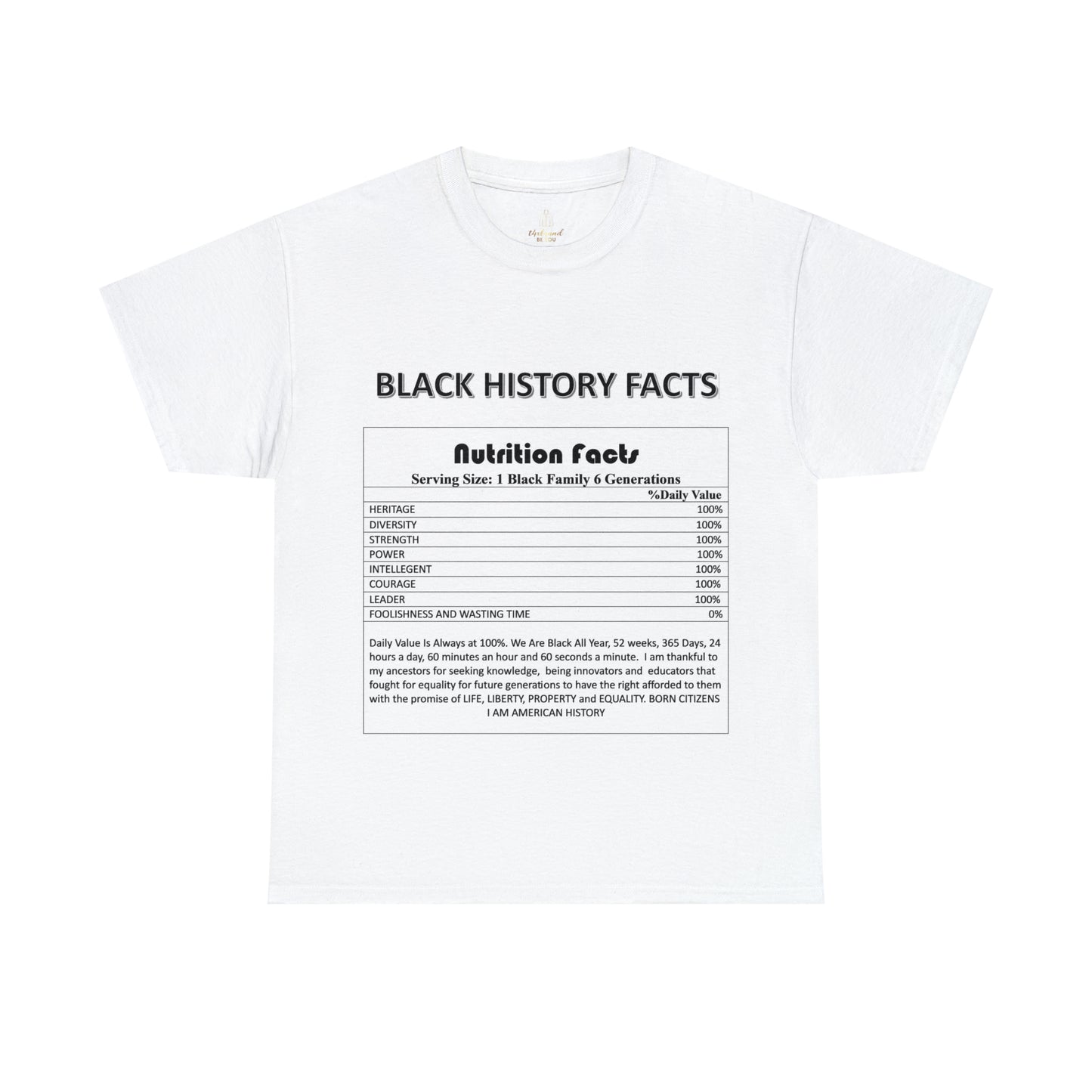 T4x Black History Nutrition Facts Unisex Heavy Cotton Tee