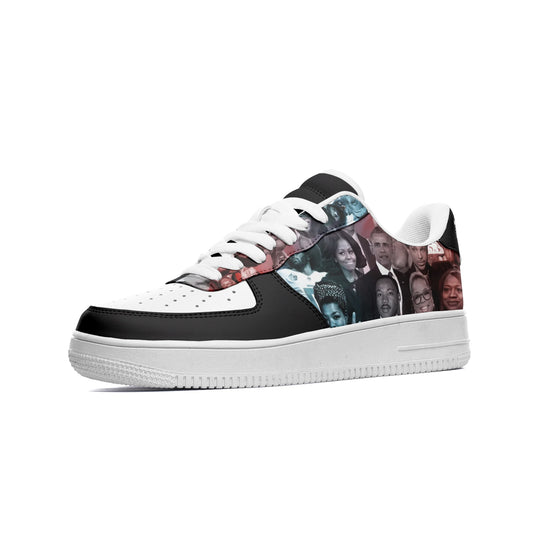 T4x My Black Is Powerful Unisex Low Top Leather Sneakers